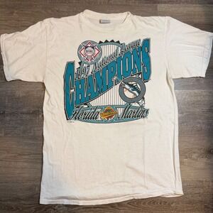 Vintage 1997 Florida Marlins National League Champions Tultex T-Shirt Large